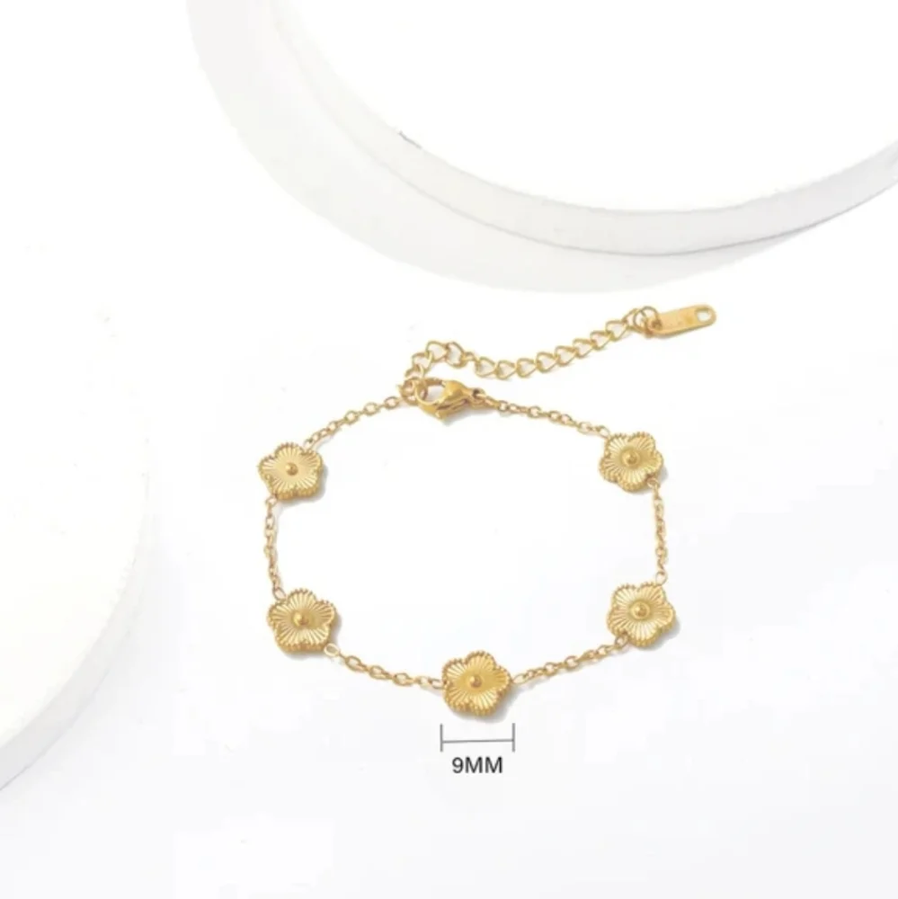 Stainless Steel Hot Gold Plated Clover Charm Bracelet Luxury - Picture 1 of 7